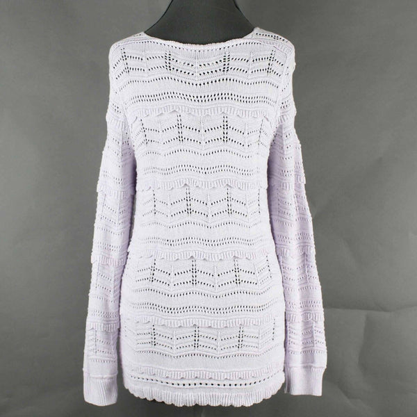 LOFT NEW $60 Sz M Lavender Pullover Open Knit 100% Cotton Knit Sweater