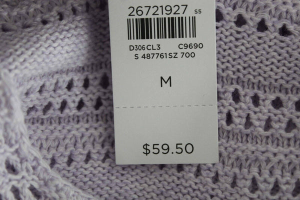 LOFT NEW $60 Sz M Lavender Pullover Open Knit 100% Cotton Knit Sweater