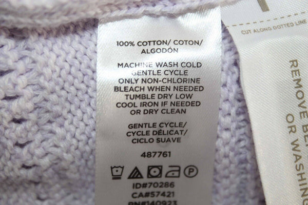LOFT NEW $60 Sz M Lavender Pullover Open Knit 100% Cotton Knit Sweater