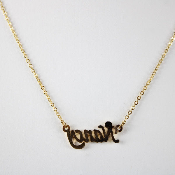 NANCY Name NEW Goldtone Rhinestone Accent 14.5" w 4.5" Multi Ring Ext Necklace