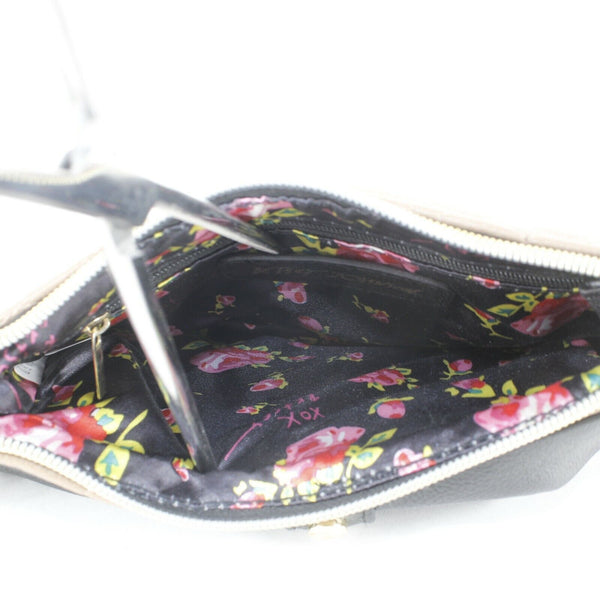 Betsey Johnson NEW $58 5.5 x 9 Brown Black Quilted Hearts Bow Zip Wristlet Purse