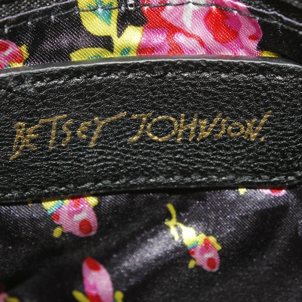 Betsey Johnson NEW $58 5.5 x 9 Brown Black Quilted Hearts Bow Zip Wristlet Purse