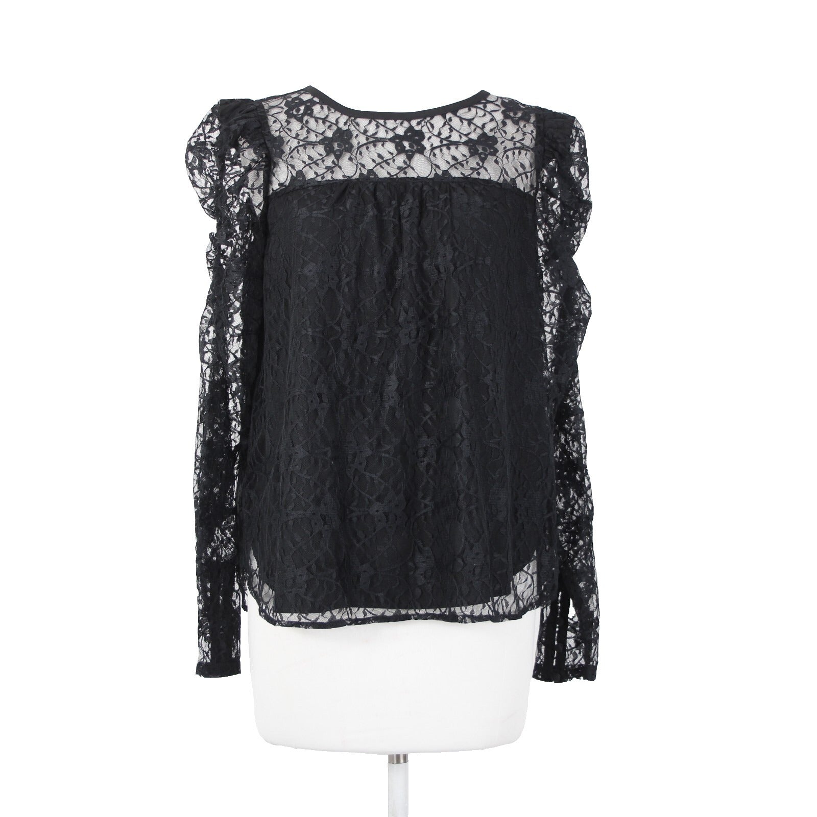 Loft NEW $65 Sz S Black Lace Lined Floral 100% Nylon Polyester Top