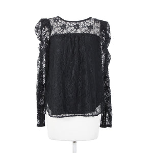Loft NEW $65 Sz S Black Lace Lined Floral 100% Nylon Polyester Top
