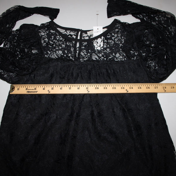Loft NEW $65 Sz S Black Lace Lined Floral 100% Nylon Polyester Top