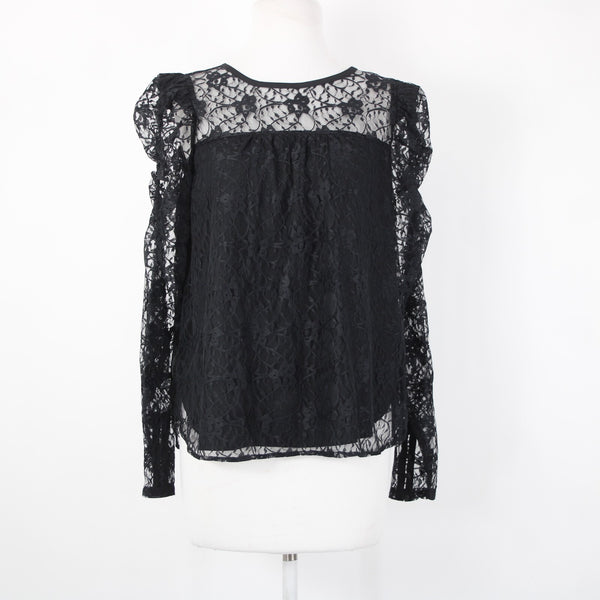 Loft NEW $65 Sz S Black Lace Lined Floral 100% Nylon Polyester Top