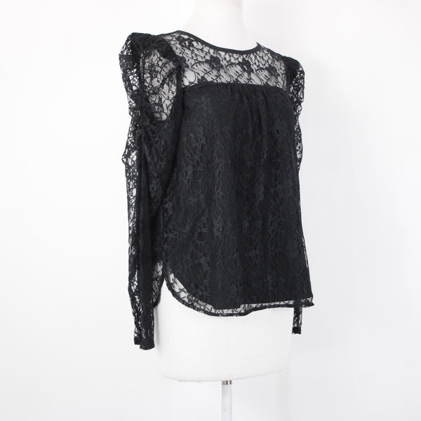 Loft NEW $65 Sz S Black Lace Lined Floral 100% Nylon Polyester Top