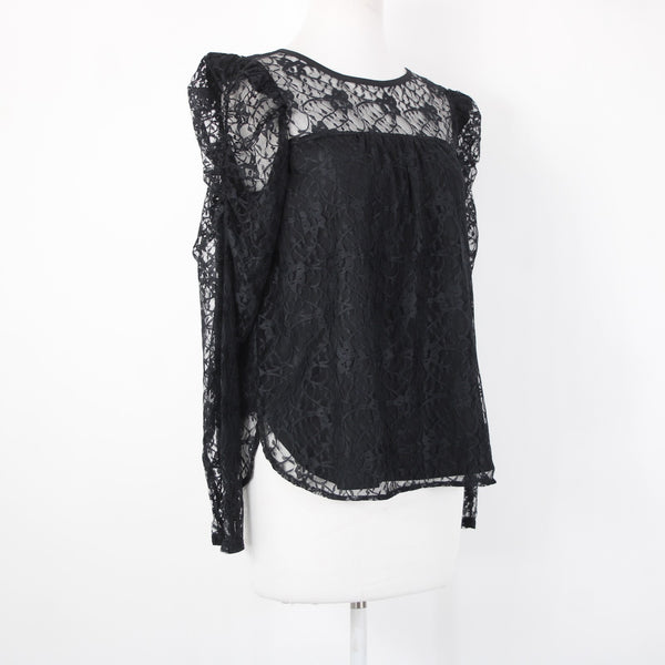 Loft NEW $65 Sz S Black Lace Lined Floral 100% Nylon Polyester Top