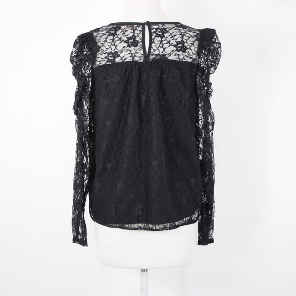 Loft NEW $65 Sz S Black Lace Lined Floral 100% Nylon Polyester Top