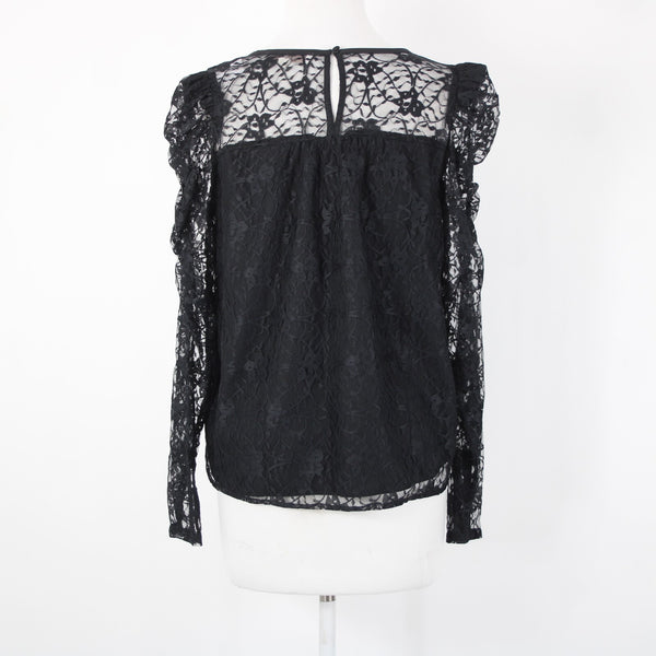 Loft NEW $65 Sz S Black Lace Lined Floral 100% Nylon Polyester Top