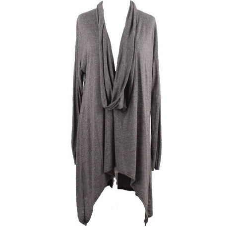 Michael Stars OS Heather Brown Cowl Hi Lo Asymmetric Viscose Poly Knit Top