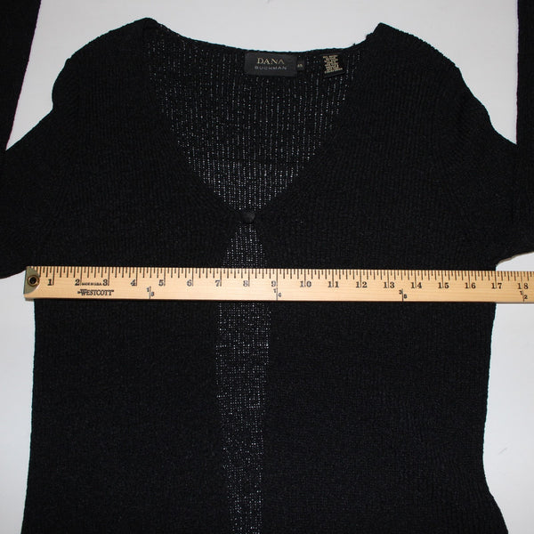 Dana Buchman Cardigan NEW $248 Sz S Black Open Knit Rayon Nylon Cardigan