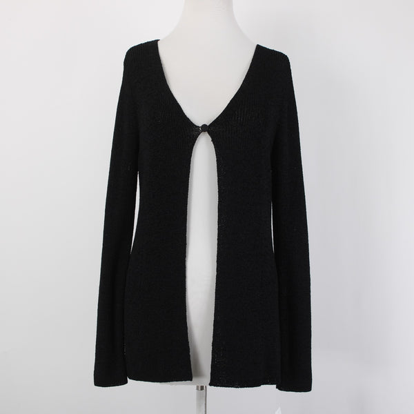 Dana Buchman Cardigan NEW $248 Sz S Black Open Knit Rayon Nylon Cardigan