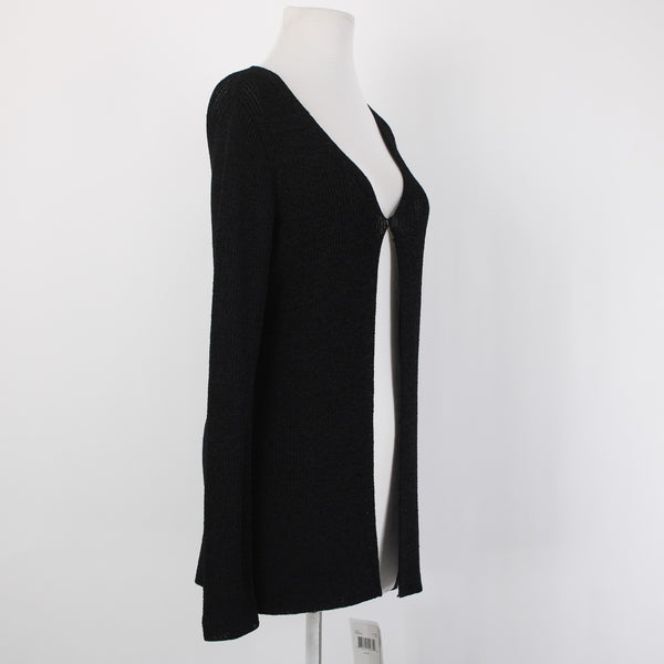 Dana Buchman Cardigan NEW $248 Sz S Black Open Knit Rayon Nylon Cardigan