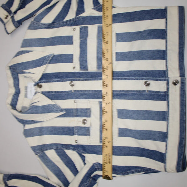 Current/Elliot NEW $348 The Sammy Sz 3 Cream Blue Striped 100% Cotton Jacket