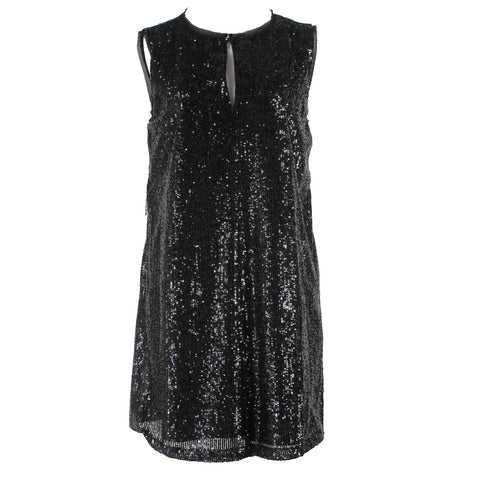Rachel Roy Sz S Black Full Sequin Lined Polyester Basic Shift Dress