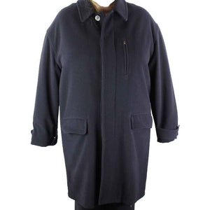 Lanvin Sz 52 Navy 100% Felted Wool Zip Pocket Detail Men's Dress Over Coat