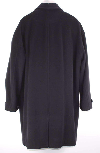 Lanvin Sz 52 Navy 100% Felted Wool Zip Pocket Detail Men's Dress Over Coat