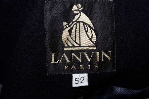 Lanvin Sz 52 Navy 100% Felted Wool Zip Pocket Detail Men's Dress Over Coat