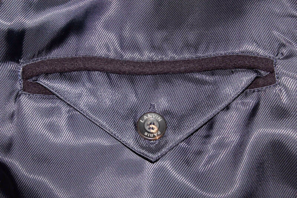 Lanvin Sz 52 Navy 100% Felted Wool Zip Pocket Detail Men's Dress Over Coat