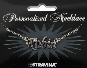 ROBIN Name NEW Silvertone Rhinestone 14.5" w 4.5" Multi Ring Ext Necklace
