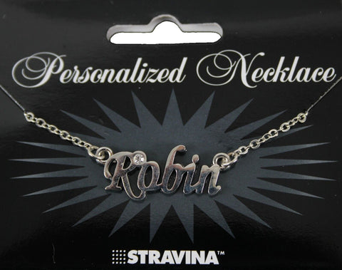 ROBIN Name NEW Silvertone Rhinestone 14.5" w 4.5" Multi Ring Ext Necklace