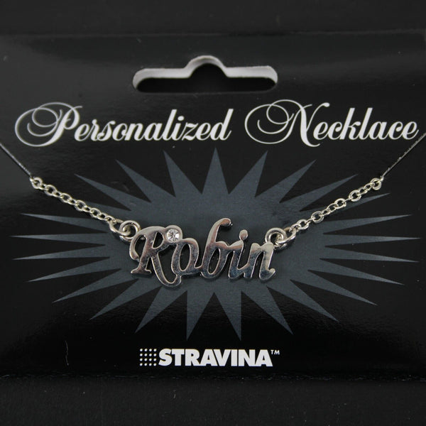 ROBIN Name NEW Silvertone Rhinestone 14.5" w 4.5" Multi Ring Ext Necklace