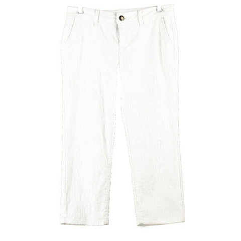 Simply Vera Sz 6 x 22 White Textured Slash Pkt Cotton Blend Crop Capri Pant