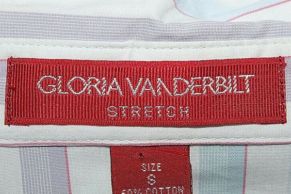 Gloria Vanderbilt NEW $34 Sz S White Mint Multi Stripe Cotton Blend Top