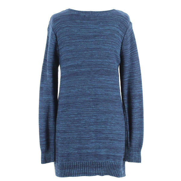 Jeanne Pierre Sz S Navy Blue Teal Multi Pullover Pockets All Cotton Sweater