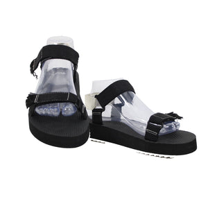 J Crew Sz 8.5 Black White Strappy Adjustable Hook Latch Straps Nylon 1" Sandals