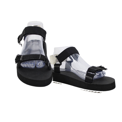 J Crew Sz 8.5 Black White Strappy Adjustable Hook Latch Straps Nylon 1" Sandals