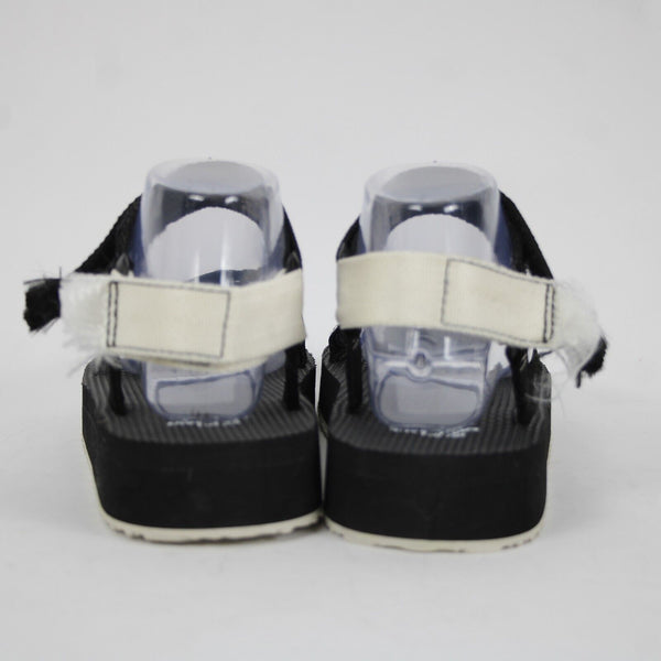J Crew Sz 8.5 Black White Strappy Adjustable Hook Latch Straps Nylon 1" Sandals