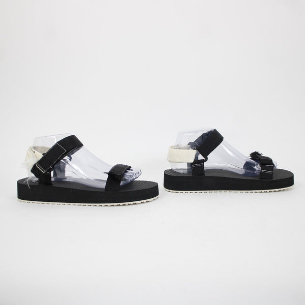 J Crew Sz 8.5 Black White Strappy Adjustable Hook Latch Straps Nylon 1" Sandals