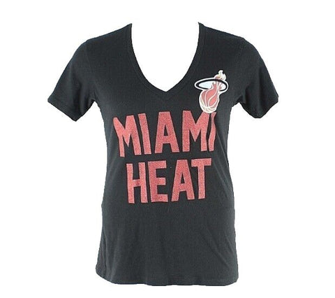 Mighty Fine Sz L Black Red Multi Glitter Miami Heat Cotton Polyester Tee Top