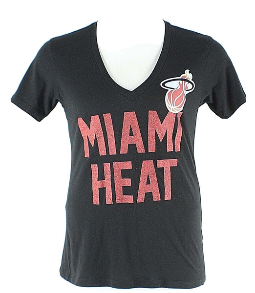 Mighty Fine Sz L Black Red Multi Glitter Miami Heat Cotton Polyester Tee Top