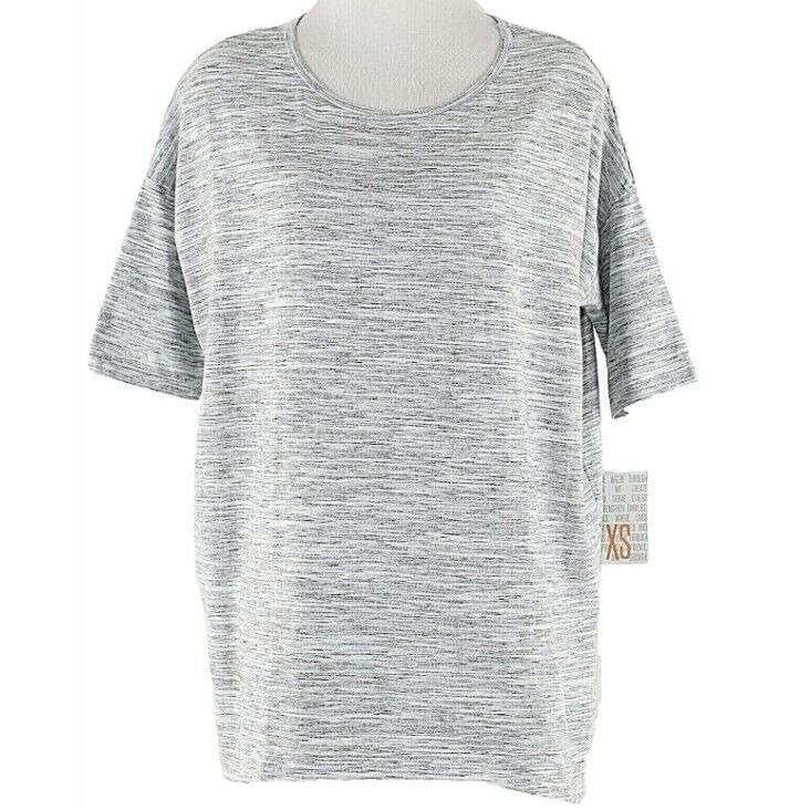 LulaRoe NEW XS Gray White Cotton Polyester Spandex Hi Lo Top