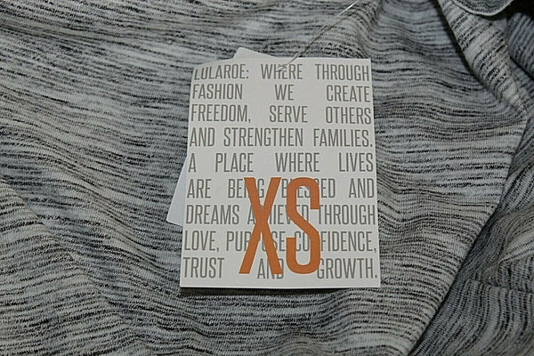 LulaRoe NEW XS Gray White Cotton Polyester Spandex Hi Lo Top