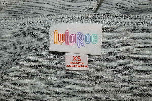 LulaRoe NEW XS Gray White Cotton Polyester Spandex Hi Lo Top