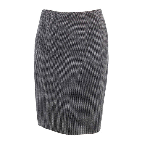 Ellen Tracy Sz 10 Black White Gray Lined Pencil Kick Pleat Wool Blend Skirt