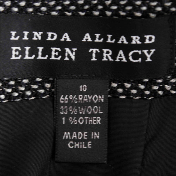 Ellen Tracy Sz 10 Black White Gray Lined Pencil Kick Pleat Wool Blend Skirt
