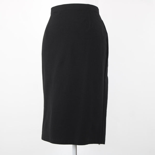 Eileen Fisher NEW $138 Eetk Sz L Black High Waisted Viscose Nylon Pencil Skirt