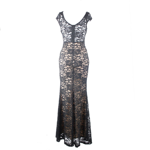 La Scala Sz 0? No Size Black Tan Lined Twist Waist No Fabric Label Bodycon Dress