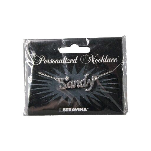 SANDY NEW Name Silvertone Rhinestone 14.5" w 4.5" Multi Ring Ext Necklace