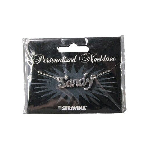 SANDY NEW Name Silvertone Rhinestone 14.5" w 4.5" Multi Ring Ext Necklace