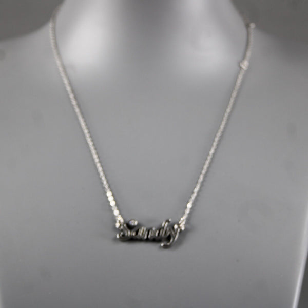 SANDY NEW Name Silvertone Rhinestone 14.5" w 4.5" Multi Ring Ext Necklace