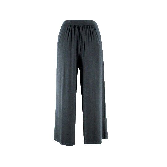 Liz Claiborne NEW Sz MT Black Wide Leg Pocket Rayon Spandex Elastic Crop Pant