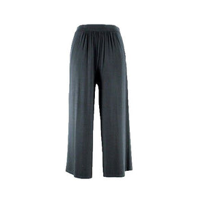 Liz Claiborne NEW Sz MT Black Wide Leg Pocket Rayon Spandex Elastic Crop Pant