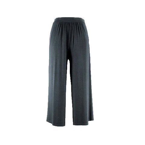 Liz Claiborne NEW Sz MT Black Wide Leg Pocket Rayon Spandex Elastic Crop Pant