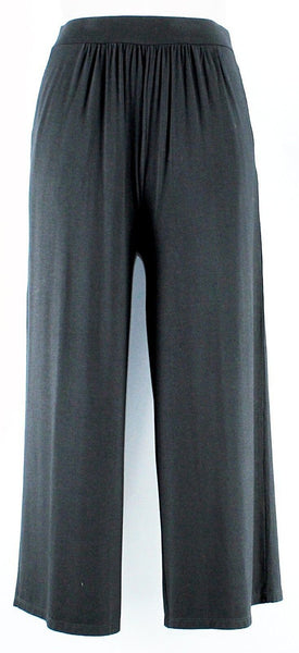 Liz Claiborne NEW Sz MT Black Wide Leg Pocket Rayon Spandex Elastic Crop Pant